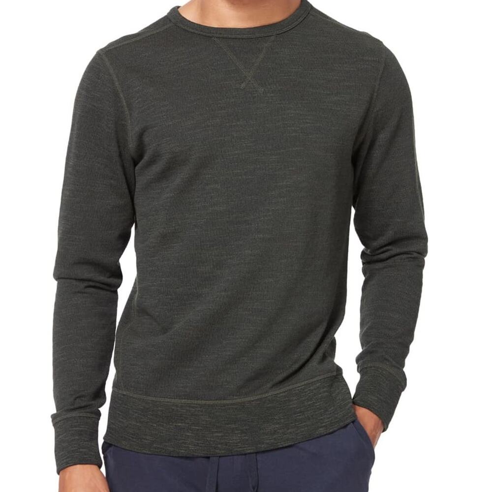 Good Man Brand Varsity Crew Neck Lightweight Sweater Military Green Men's Small